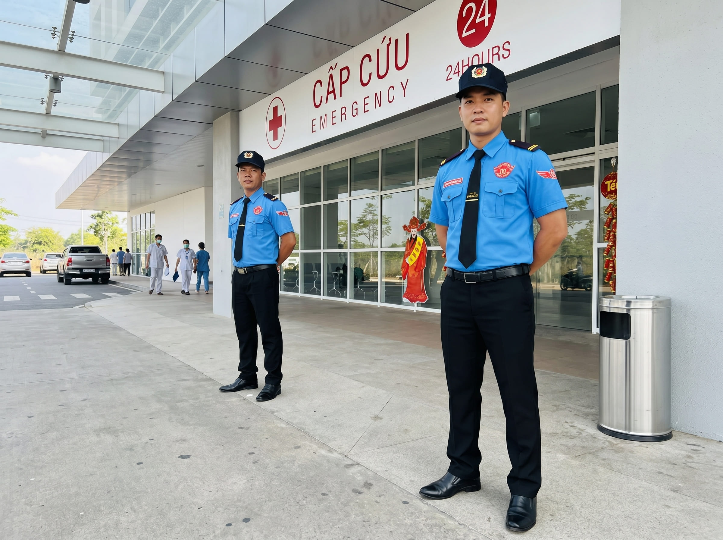 Bảo vệ kiểm soát an ninh khu vực cấp cứu bệnh viện