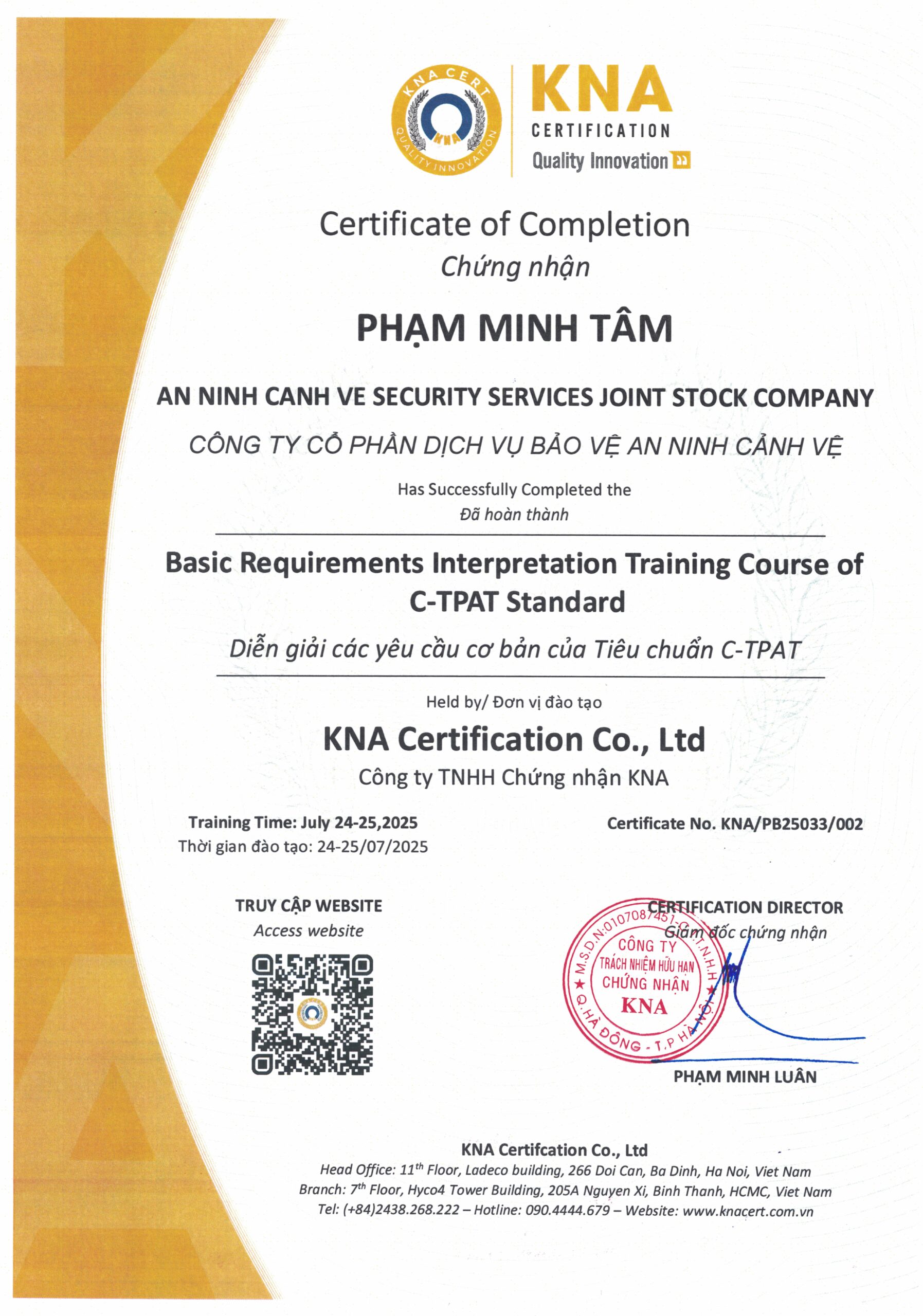 Chứng Nhận C-TPAT