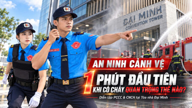AN NINH CẢNH VỆ CÙNG TÒA NHÀ ĐẠI MINH CONVENTION TOWER PHÚ MỸ HƯNG QUẬN 7 TP. HCM DIỄN TẬP PCCC VÀ CỨU NẠN CỨU HỘ